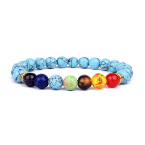 Bracelet en pierres naturelles 7 chakras + turquoise